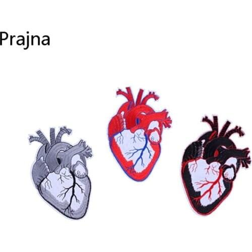 Prajna Punk Rock Heart Patch Biker Iron On Patches Back Big Patch Stripe On Clothes Cheap Embroidered Patches For Clothing Jeans