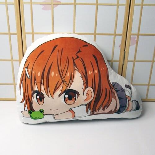 Anime A Certain Scientific Railgun Pillow Toy Misaka Mikoto Plush Stuffed Cute Girl Doll Double Sided Pillowcase 50cm