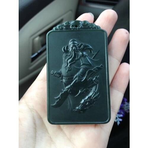 Natural Xinjiang Hetian Yuqing Jade Tower Qingyuan Guangong Longfang Pendant Pendant, styling and mighty domineering hp372