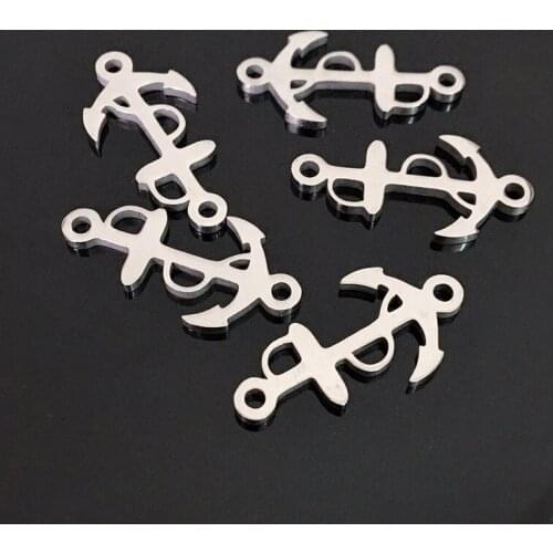 10pcs Anchor Stainless Steel Charm Two Hole Stainless Steel Connect Charm Pendant for DIY Bracelet Necklace Making