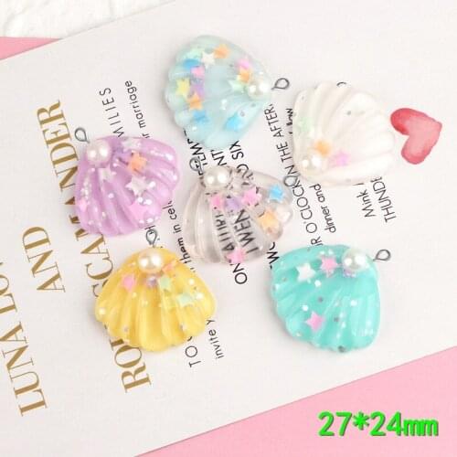 10pcs 27*24mm Resin pearl starfish shell charms nautical jewelry fashion craft materials ornament decoration trinket accessories