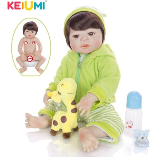 KEIUMI Realistic Cute Hotsale 23 Inch 57 cm Reborn Baby Doll Boy Full Silicone Vinyl Newborn Babies Doll Toy For Kid Birthday Pr