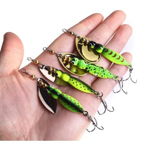 4 Colors 70mm Insects Fishing lure Spoon Bass Artificial Spinner Bait Metal Pike Fishing Hooks Sinking Lure