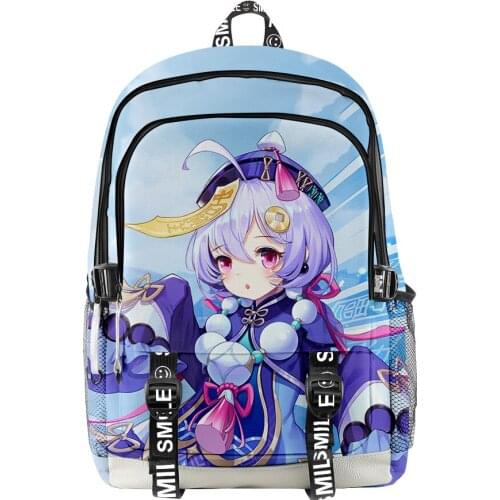 2021 Genshin Impact QiQi Merch 3D Print Men Women Backpack Oxford School Bag Hip hop Style Teenager Child Bag Travel Backpack