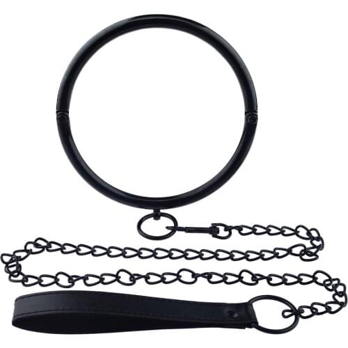 Sex Toys Round Black Metal Collar Black Collar Ring