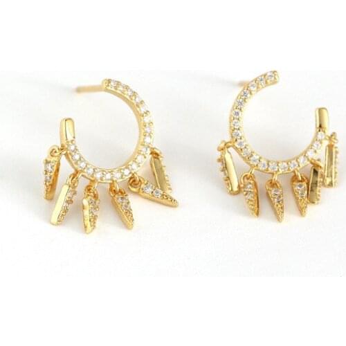 925 Sterling Silver Earring Fashion Zircon Small Cone Pendant Drop Earring Chain Long earring Temperament Woman Girl Ear Jewelry