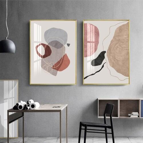 Nordic Abstract Color Spalsh Blue Golden Canvas Painting Poster And Print Unique Decor Wall Art Pictures For Living Room Bedroom