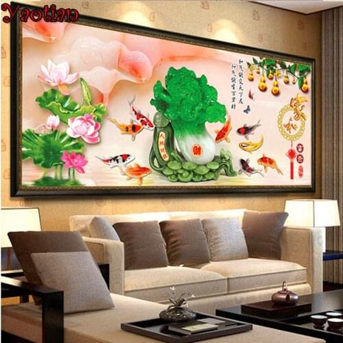Large Diamond Embroidery Chinese Nine Koi Fish Diamond Round Full Rhinestone Art 5D Diamond painting cross stitch,needlework