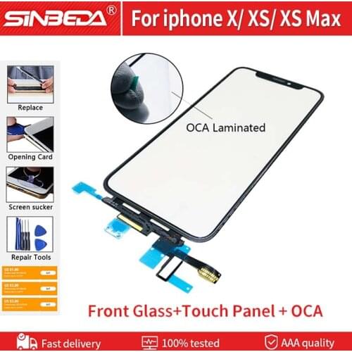 Mobile Phone glass with Touch + oca + frame Assembly For iPhone XS Max Touch Screen Digitizer Glass Lens Panel For iphone X