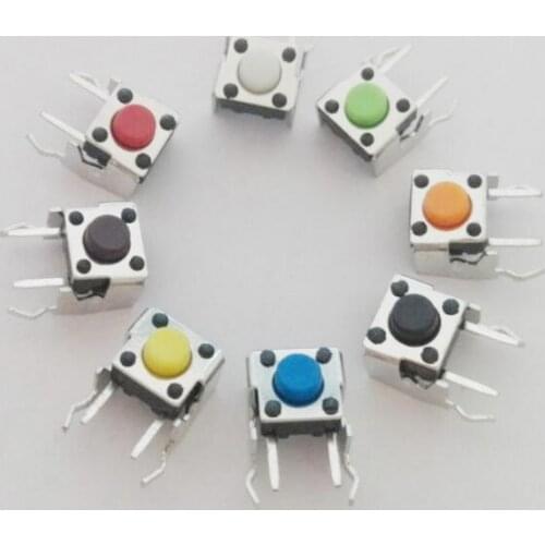 200pcs/lot 6*6*5mm Tactile Push Button Tact Switches with Stand 6x6mm Colorful