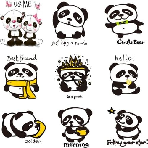 Iron-on Transfers for Clothing Patches for Clothes Panda Stickers Diy Cute Patch Flex Fusible Transfer Vinyl Adhesive Stripe F