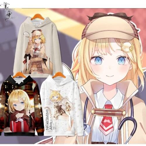 VTuber Watson Amelia 3D Printing Men/Women Autumn Fashion Japan Harajuku Hoodies Sweatshirt Long Sleeves Pollover Plus Size
