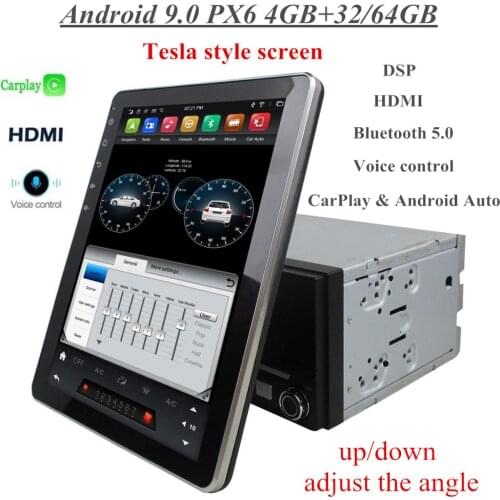 IPS Tesla style Screen 4GB+64GB 2 din 9.7" PX6 Android 9.0 Universal Car DVD Player Radio GPS Bluetooth 5.0 WIFI Easy Connect