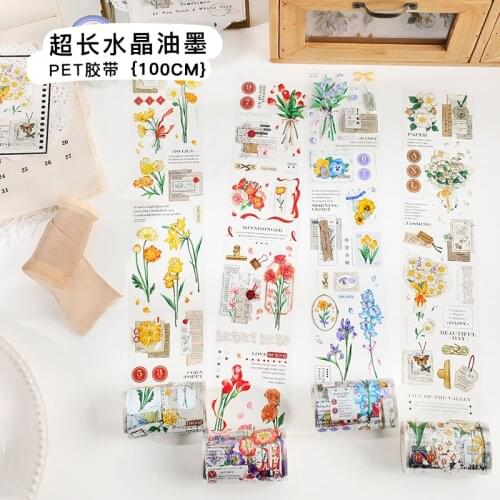 Spring Floral Series Kawaii Floral PET Tape Flowers Washi Masking Tapes Decorative Stickers DIY School Cute Stationery Supplies