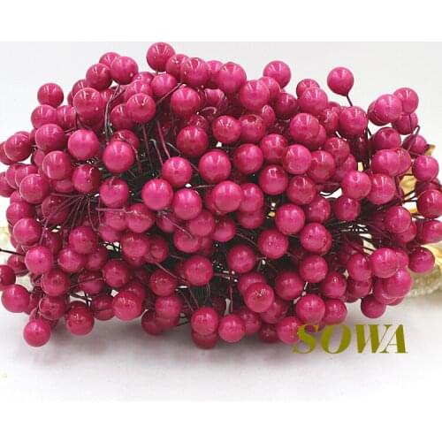 High Quality 200 heads Rose Color Size 10mm High Simulation Pearl Pomegranate Double Heads Strong Stem Pearl Fruit Stamen