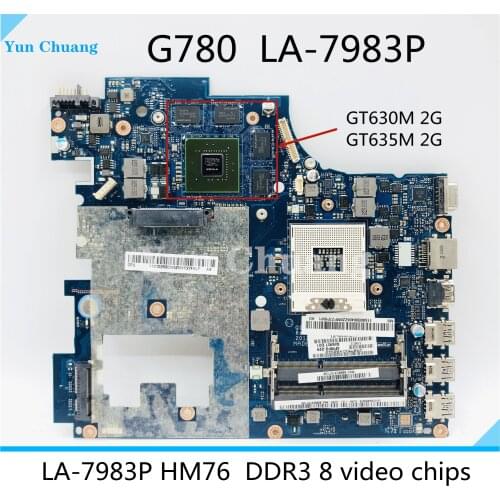 High quality LA-7983P For Lenovo Ideapad G780 QIWG7 LA-7983P HM76 PGA989 DDR3 8 video chips motherboard 100% fully tested