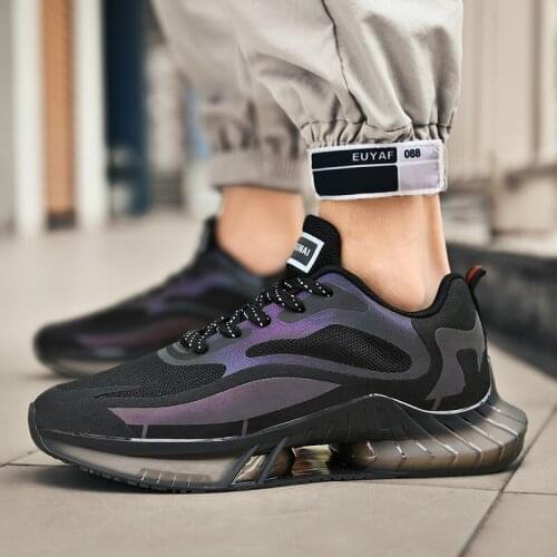 High Quality Trendy Mens Running Shoes Breathable Sneakers No-slip Jogging Shoes Outdoor Wear-resistant Reflective Sports Shoes