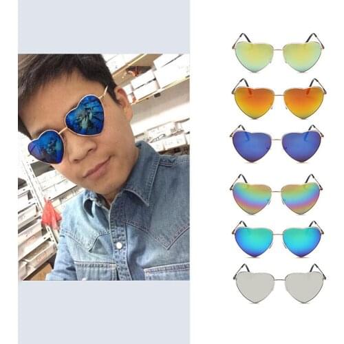 Ladies Heart Shaped Sunglasses Metal Men Women Fashion Rimless LOVE Clear Ocean Lenses Sun Glasses UV400 2021