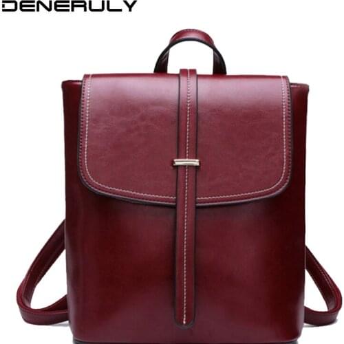 Women Leather Backpack 2019 Vintage Real Leather School Bags For Teenage Girls Large Capacity Designer Backpacks Mochila Laptop