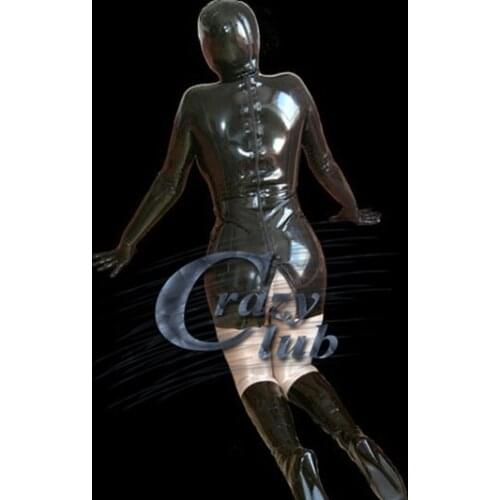 Crazy club_Plus Size Sexy Women latex suit with hood and gloves slave Customized Dress Fetish Hot Sale Fast Delivery