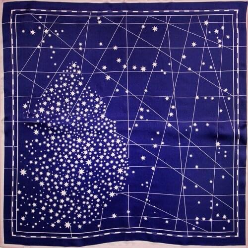 High-quality Star Pure Silk Scarf Women Bandana Female Hair Scarf Womens Natural Silk Square Neck Scarf for Women Tree SBS006