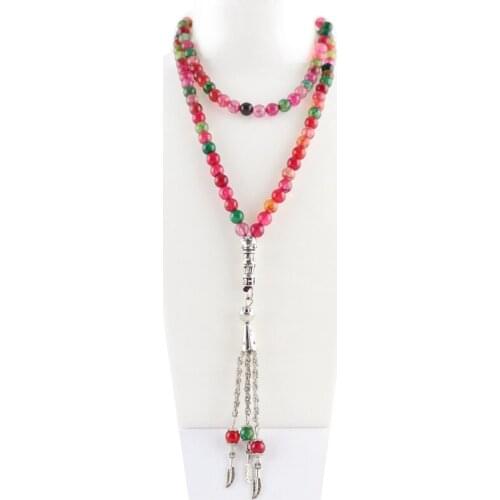 100% Natural Birch Agate Prayer bracelets Islamic Muslim tasbih Allah Rosary agate necklace 99 beads 6-8mm tesbih free shipping