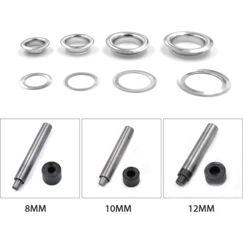 100 pieces/lot) 8mm/10mm/12mm/14mm eyelets. Gas buttons. Metal pores. Shoebox pores. Wearing rope hole. Hand knocking tools