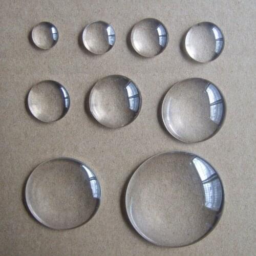 2-200Pcs 6mm-50mm Crystal Clear Round Cabochon Flat Back Glass Dome Tile Seals Jewellery Scrapbooking DIY Crafts Making Fittings