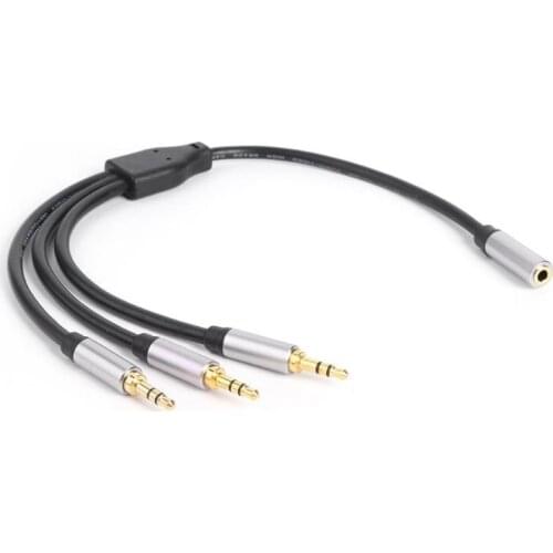3.5mm Audio Splitter Cable Aluminum Shell Connector Exquisite Durable Adapter 3.5mm Jack Female to 3x 1/8 Jack Female 1ft