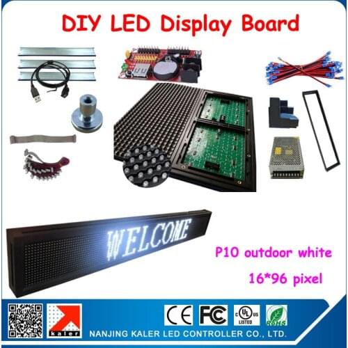 3pcs p10 white led modules display indicator board programmable moving message led sign 16*96 pixel diy kits
