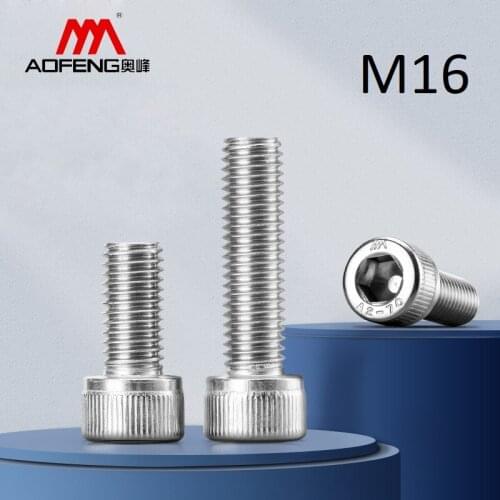 1PC M16 304Stainless Steel Hex Socket Screw M16 x 25 70 75 85 90 100 110 120 mm Hexagon Socket Cap Head Bolt M16