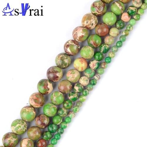 4 6 8 10 12mm Natural Stone Green Sea Sediment Jaspers Beads For Jewelry Making Round Loose Spacer Beads DIY Bracelet Necklace