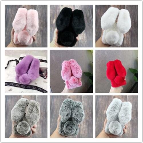 Rabbit Fur Case For Huawei Honor X10 Max 7A Pro 7C 6X 6A 7s 7X 8 Lite Play 3 4T Pro V30 Pro V10 V20 View 20 10 Fluffy Back Cover