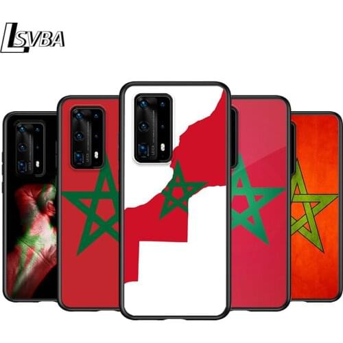 Black Cover Flag of Morocco for Huawei P40 P30 P20 P10 P9 P8 Pro Lite 4G 5G 2019 2017 Plus Mini Phone Case