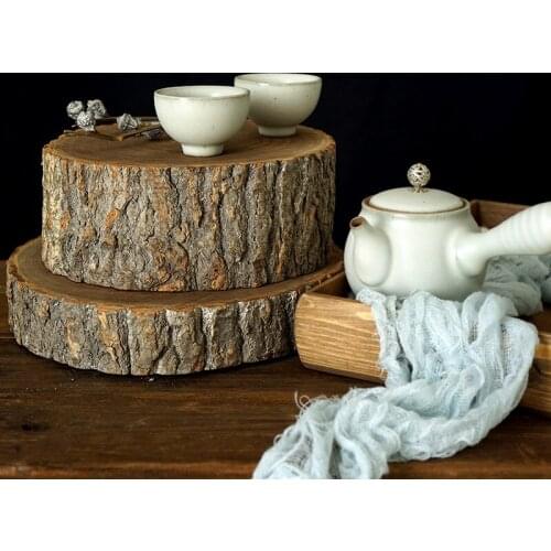 Log slice creative cake tray Mori dessert table cake display rack with bark stake wooden pier tray