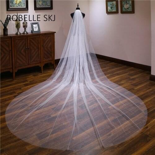 Bling Shining Cathedral Long Wedding Veil with Comb Glitters 3.5 X 3 Meters Ivory Champagne Bruidssluier Sluier