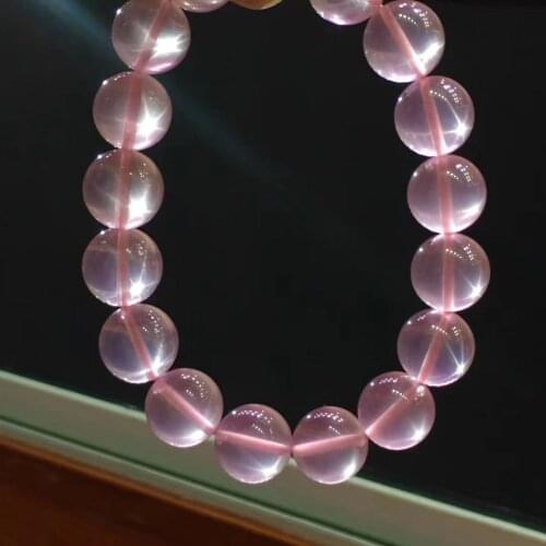 Genuine Natural Rose Quartz Star Light Bracelet Woman Mozambique Stretch Crystal Stretch Round Beads 10mm 12mm 14mm AAAAA