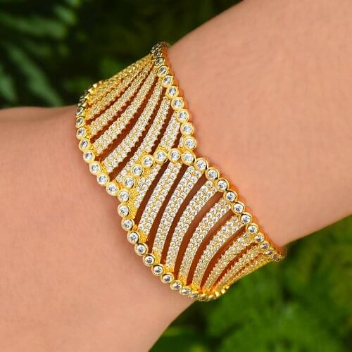 GODKI 2020 Trendy Luxury Geometry Bold Bangle Cuff For Women Wedding Full Cubic Zircon Dubai Bracelet Party Jewel