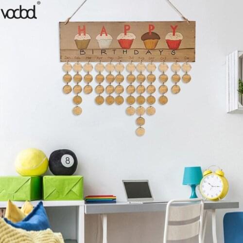 Hot Wooden Happy Birthday Reminder Sign DIY Calendar Board Friends & Family Printed Wall Calendar Date Mark Wall Calendar Gifts