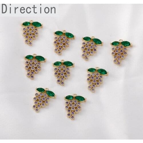 Exquisite purple grape string zircon pendant diy earrings necklace handmade material accessories copper-plated 14k color