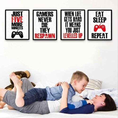 Game Gamer Quotes Canvas Painting Nordic Style Poster Wall Art Black White Modular Picture for Boys Room Living Room Home Decor