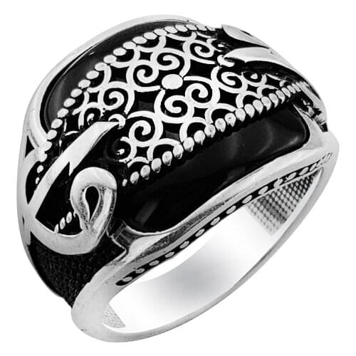 925 Silver Ottoman Style Traditional English Men Ring