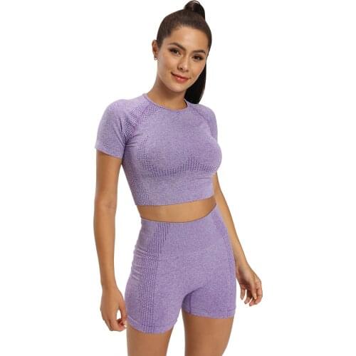 2pcs Yoga Set Women Sports shirts & Shorts High Waist Fitness Gym Shorts Jogging Suits Women Workout outfits sportswear