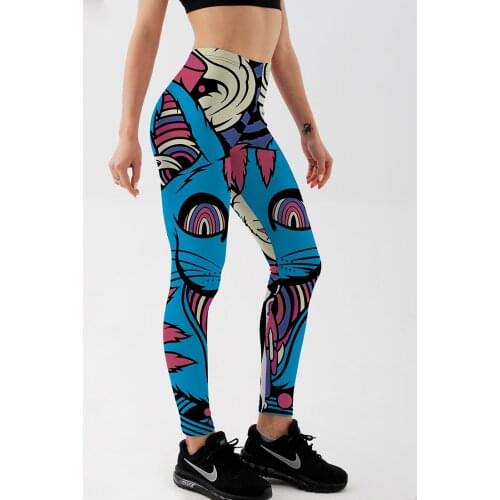 Cute Pants Women Smile Cat Workout Leggings For Fitness High Waist Gym Legging Push Up Workout Fitness Women Printed Leggings