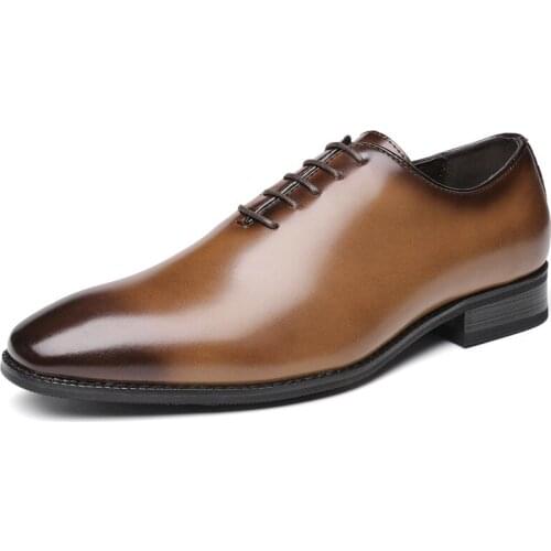 Top Quality Men Shoes Formal Lace-Up Casual Business Office Handwork Brush Genuine Leather Size 39-45