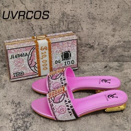 Pink Color Italian design Special Style Woman And Matching Bag Set For Party Hot Sale African Woman Shoes And Bag To Match Set