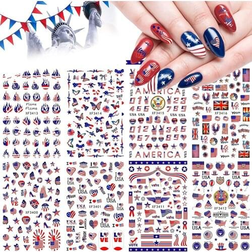 Independence Day Nail Art Sticker Self Adhesive Luxury Designer Supplies America 4Th of July Patriotic Nail Decals Decoration