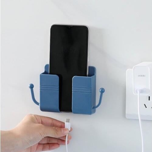 Wall Mounted Organizer Storage Box Remote Control Mounted Mobile Phone Plug Wall Holder Charging Multifunction Holder Stand
