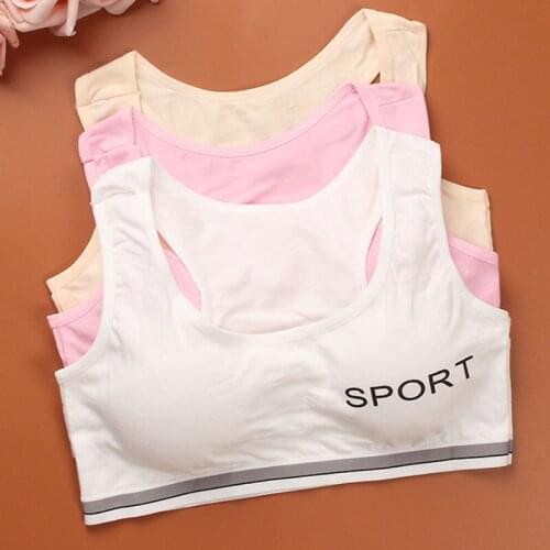 New Sporting Girls Bra Little Development Period Underwear Pure Cotton Students Small Wide Shoulder Vest Children F0032