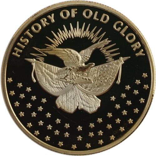 Gift coins collectibles Betsy Ross Flag History Of Old Glory Gold Plated Commemorative Challenge Coins